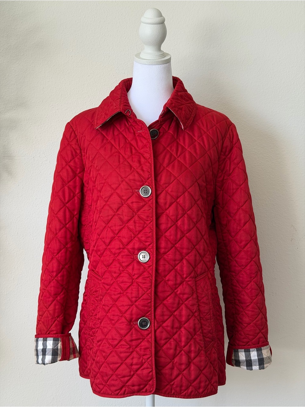 Burberry Brit Red Diamond Quilted Jacket Size XL